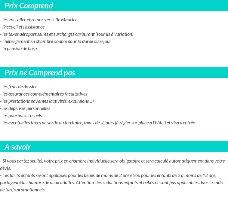 Conditions tarifaires