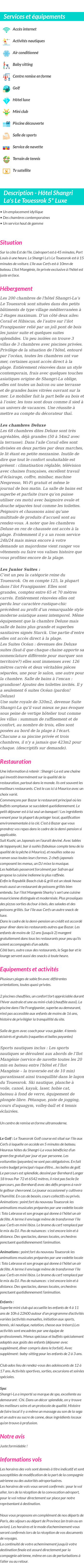 Détails du séjour