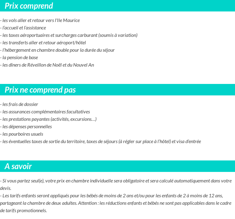 Conditions tarifaires