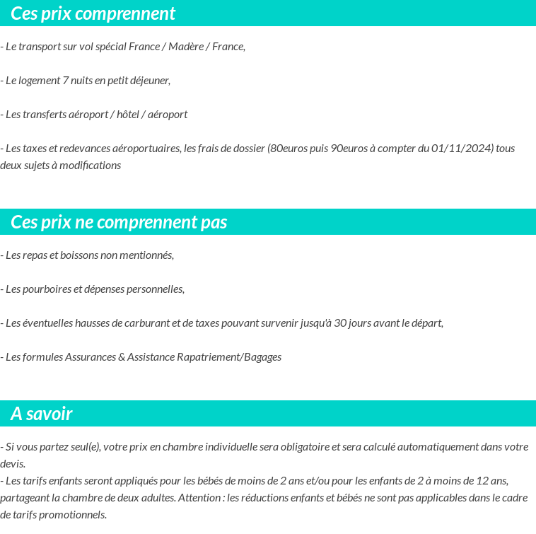 Conditions tarifaires