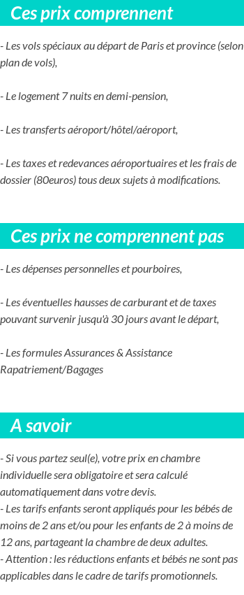 Conditions tarifaires