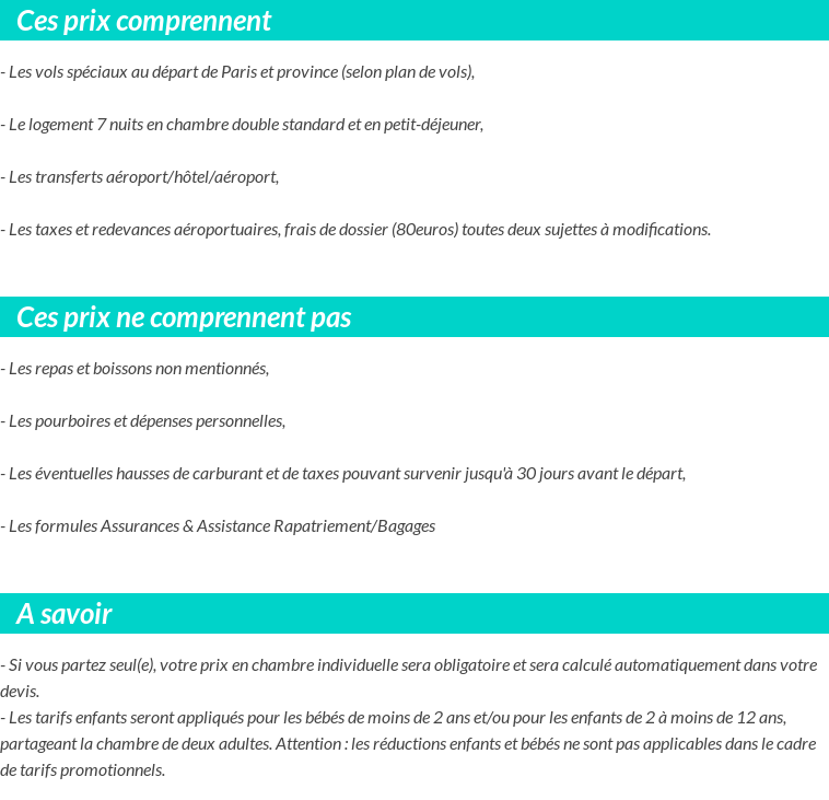Conditions tarifaires