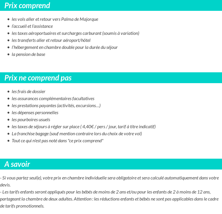 Conditions tarifaires