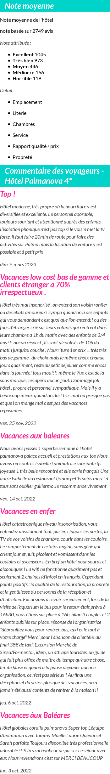 Avis clients