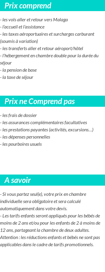 Conditions tarifaires