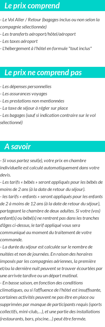 Conditions tarifaires