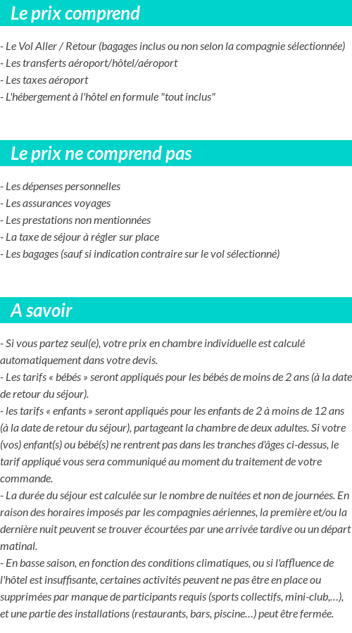 Conditions tarifaires