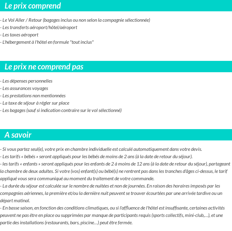 Conditions tarifaires