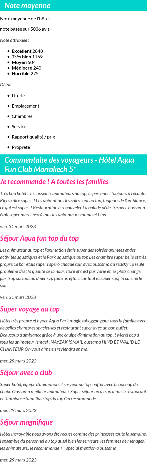 Avis clients