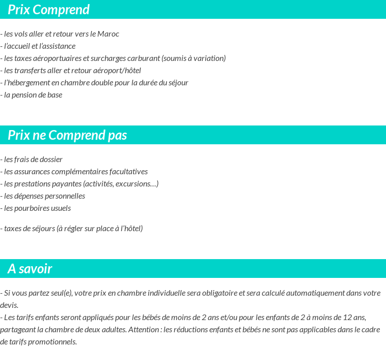 Conditions tarifaires