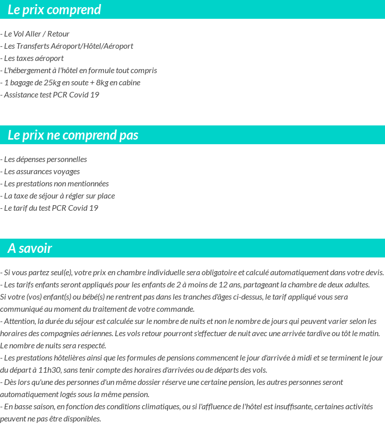 Conditions tarifaires