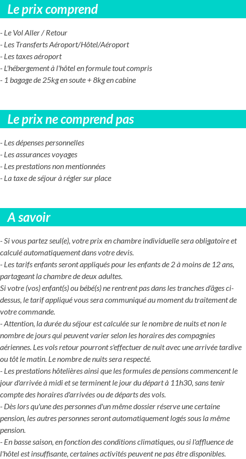 Conditions tarifaires