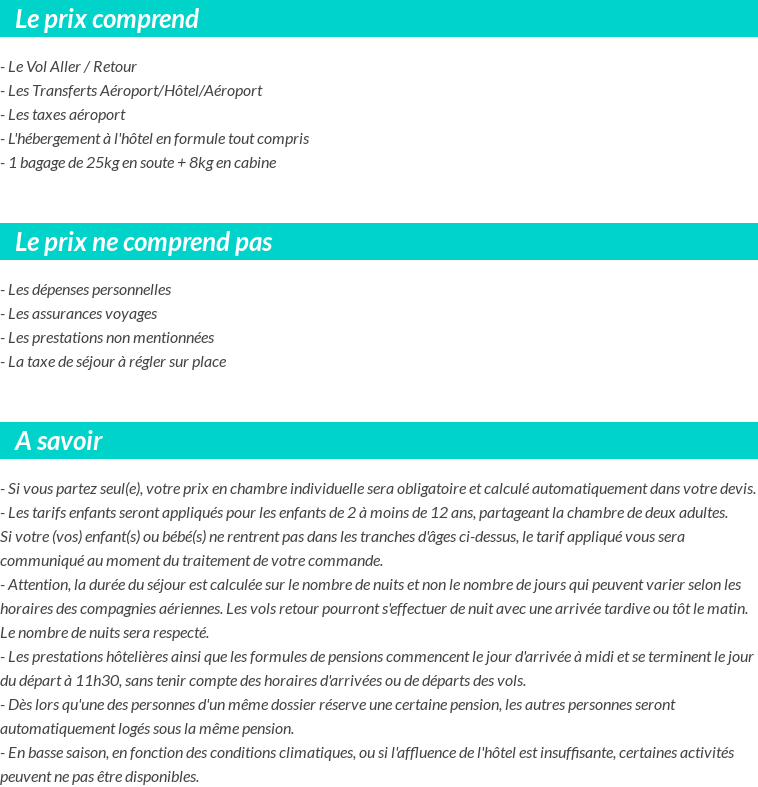 Conditions tarifaires