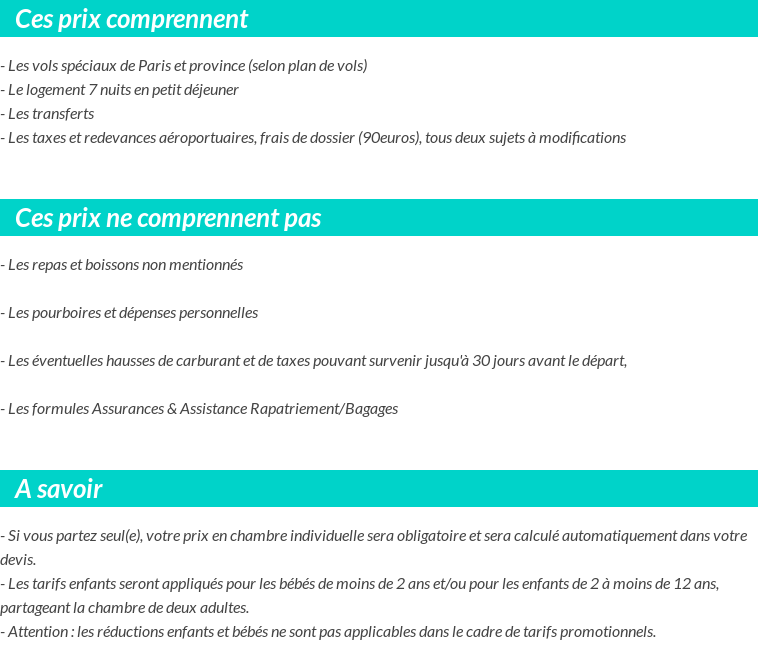 Conditions tarifaires
