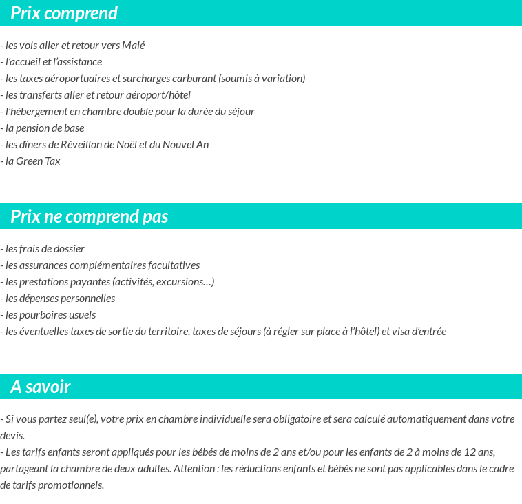 Conditions tarifaires