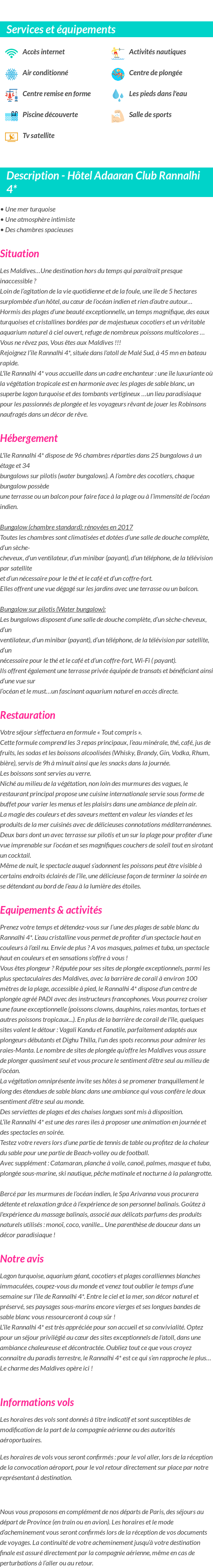 Détails du séjour