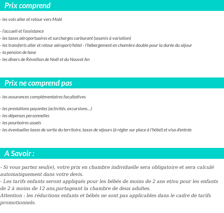 Conditions tarifaires