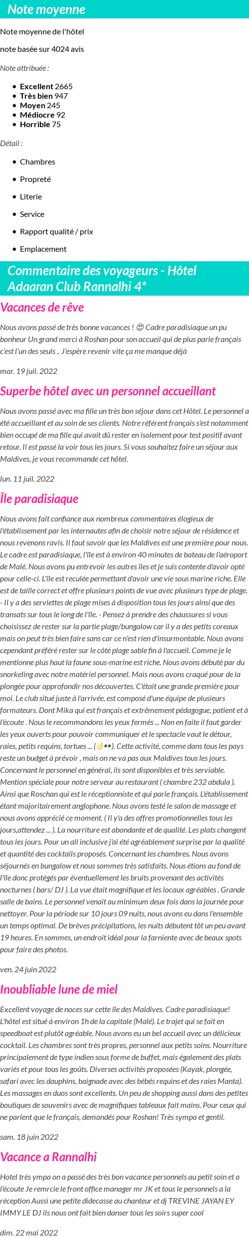 Avis clients