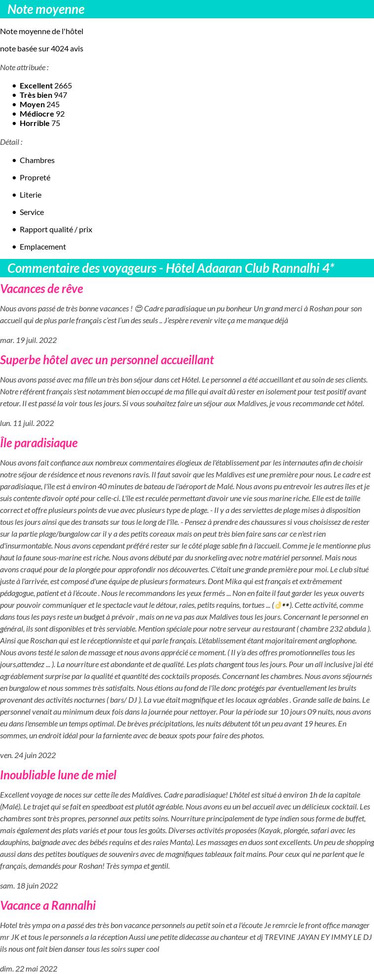Avis clients