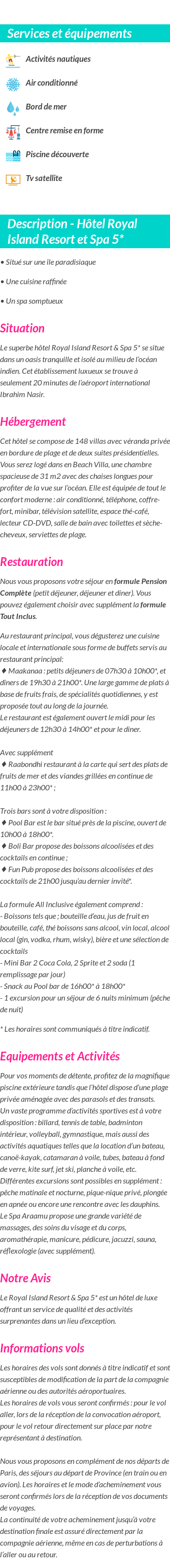Détails du séjour