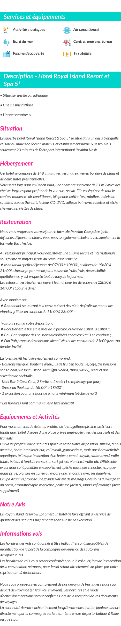 Détails du séjour
