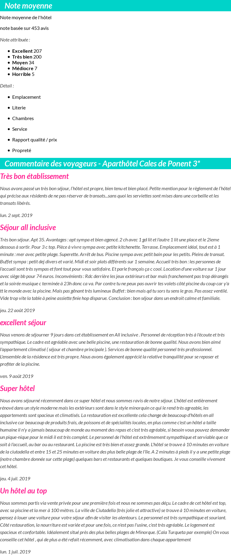 Avis clients