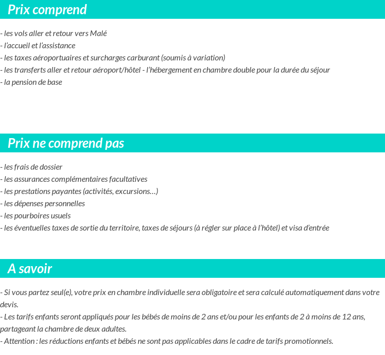 Conditions tarifaires