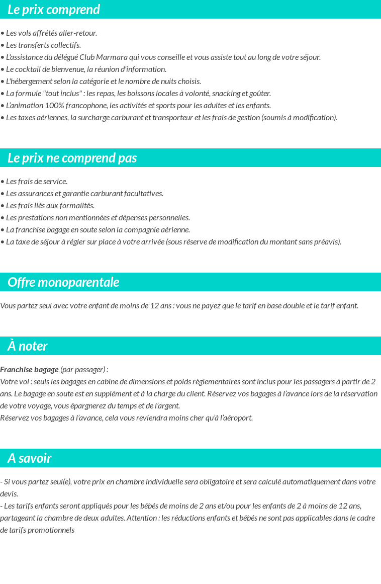 Conditions tarifaires