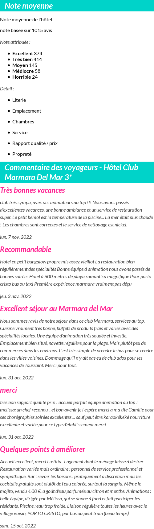 Avis clients