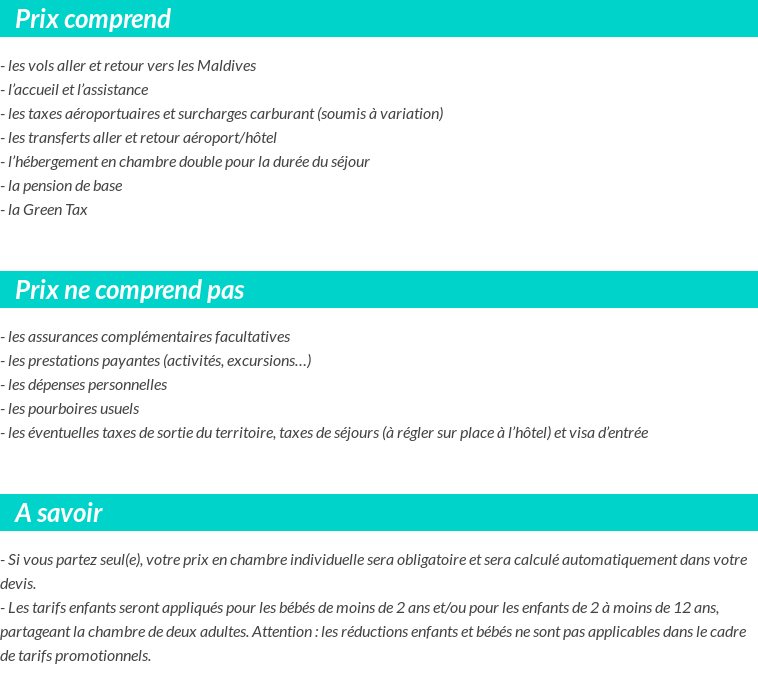 Conditions tarifaires