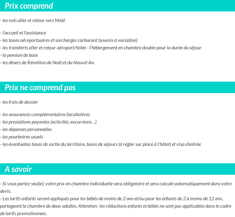 Conditions tarifaires