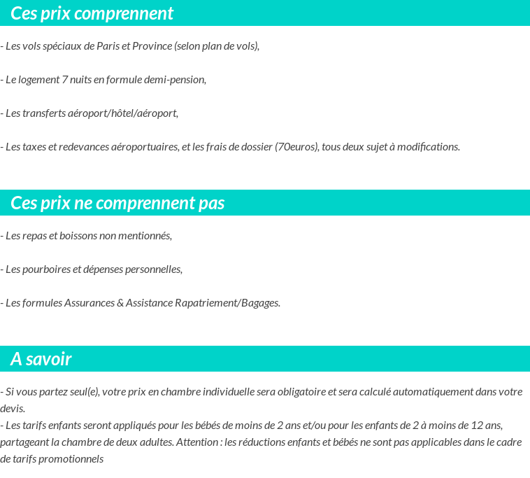 Conditions tarifaires