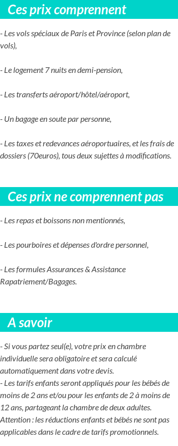 Conditions tarifaires