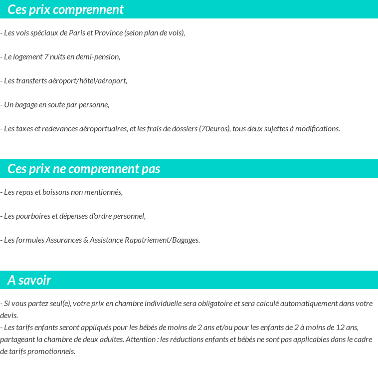 Conditions tarifaires