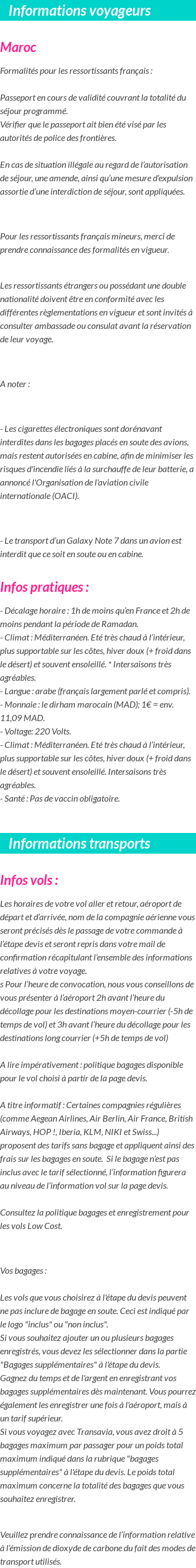 Formalités et infos voyageurs