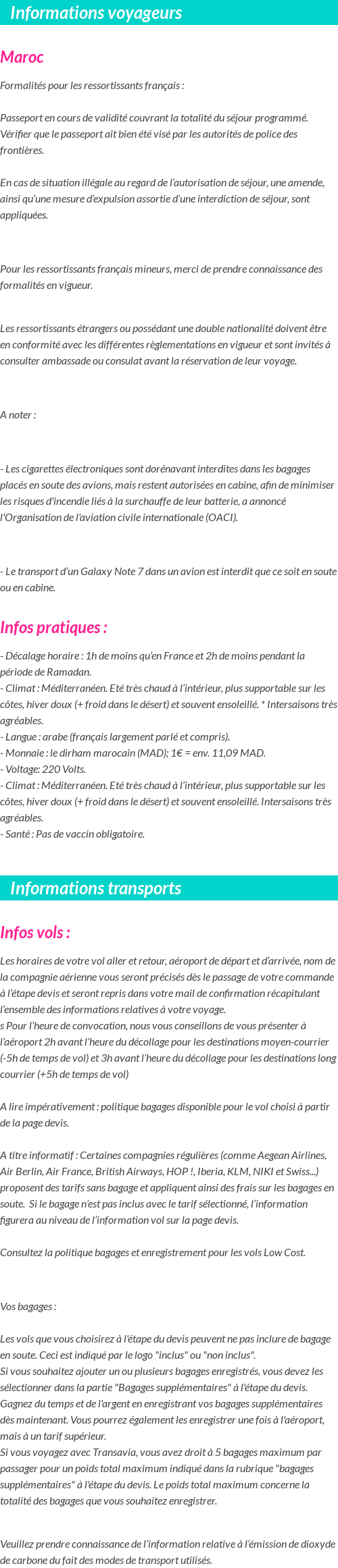 Formalités et infos voyageurs