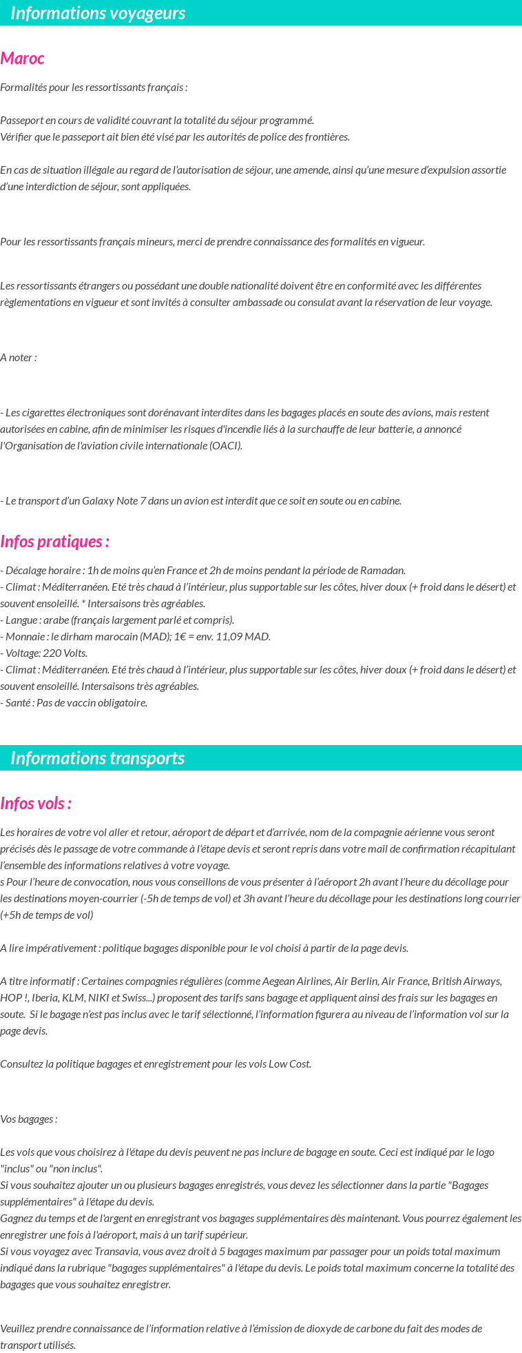 Formalités et infos voyageurs
