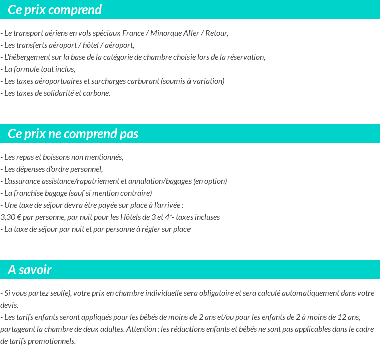 Conditions tarifaires