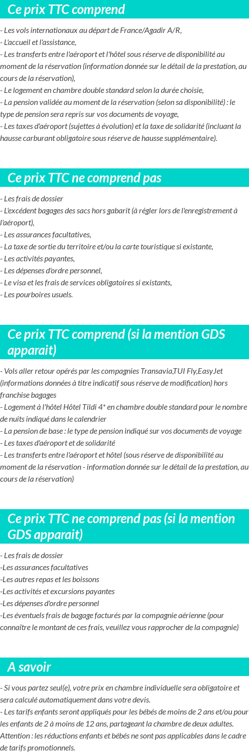 Conditions tarifaires