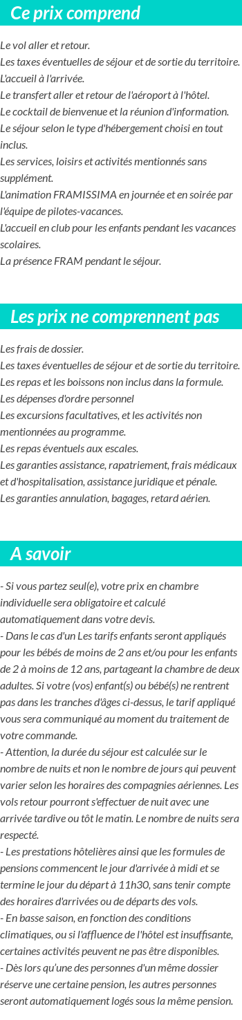 Conditions tarifaires