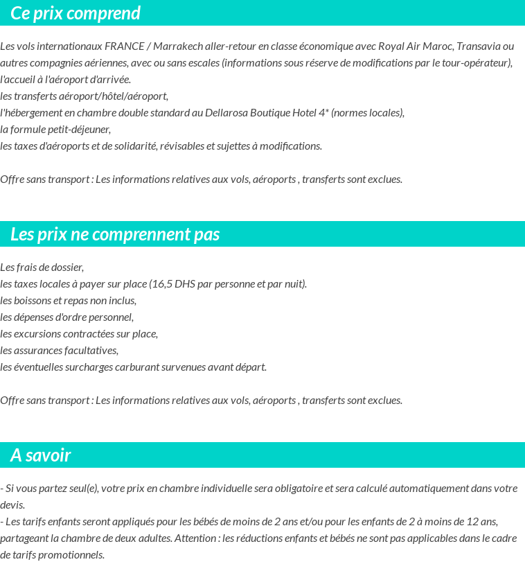 Conditions tarifaires