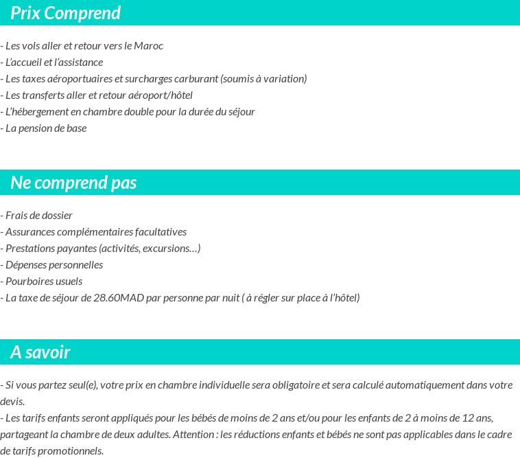 Conditions tarifaires