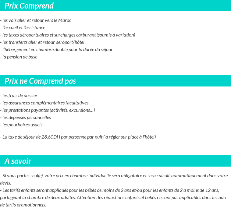 Conditions tarifaires