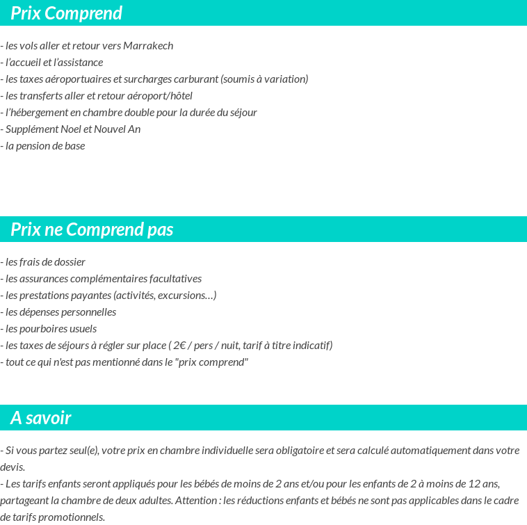 Conditions tarifaires