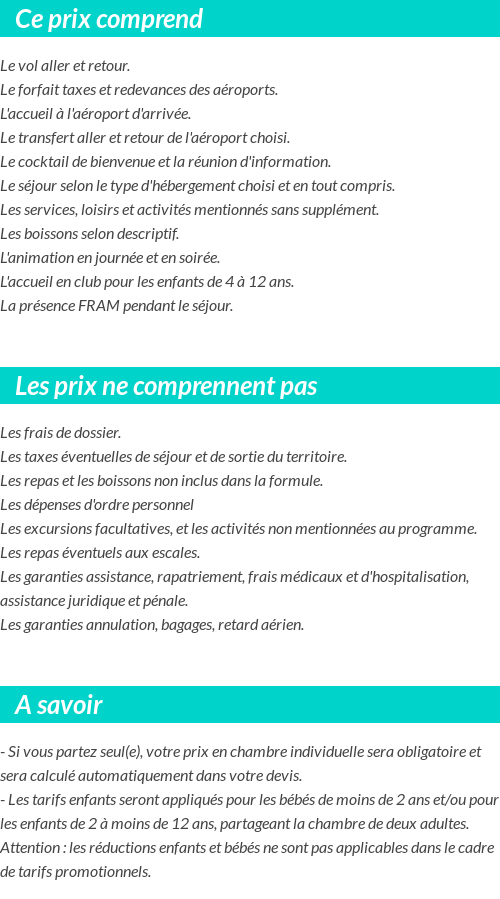 Conditions tarifaires