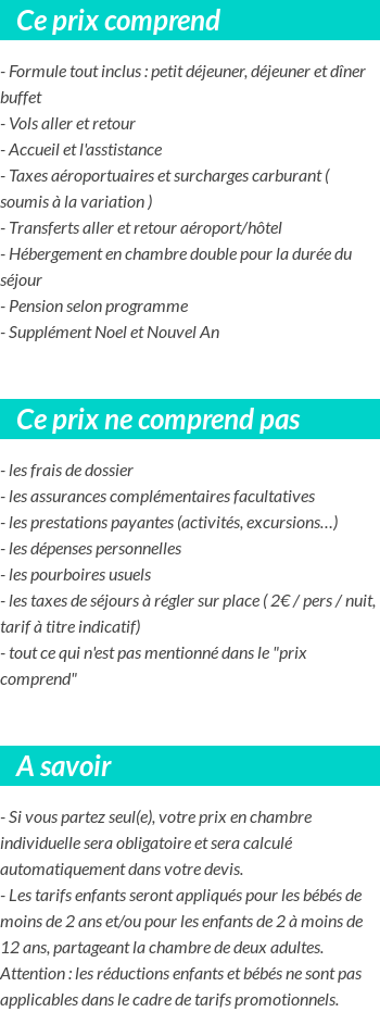 Conditions tarifaires