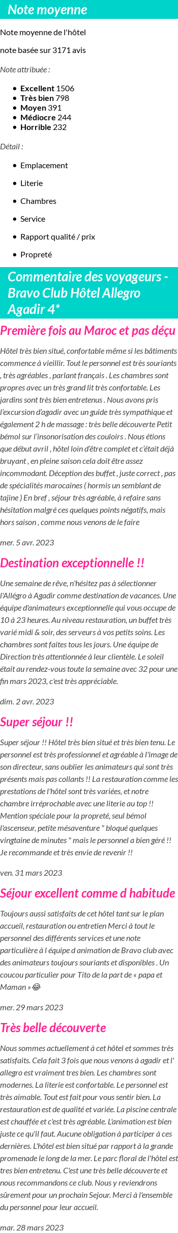 Avis clients