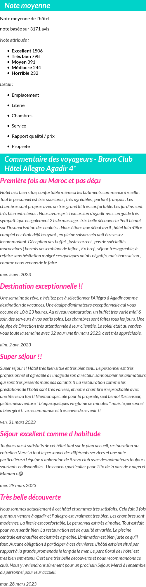 Avis clients