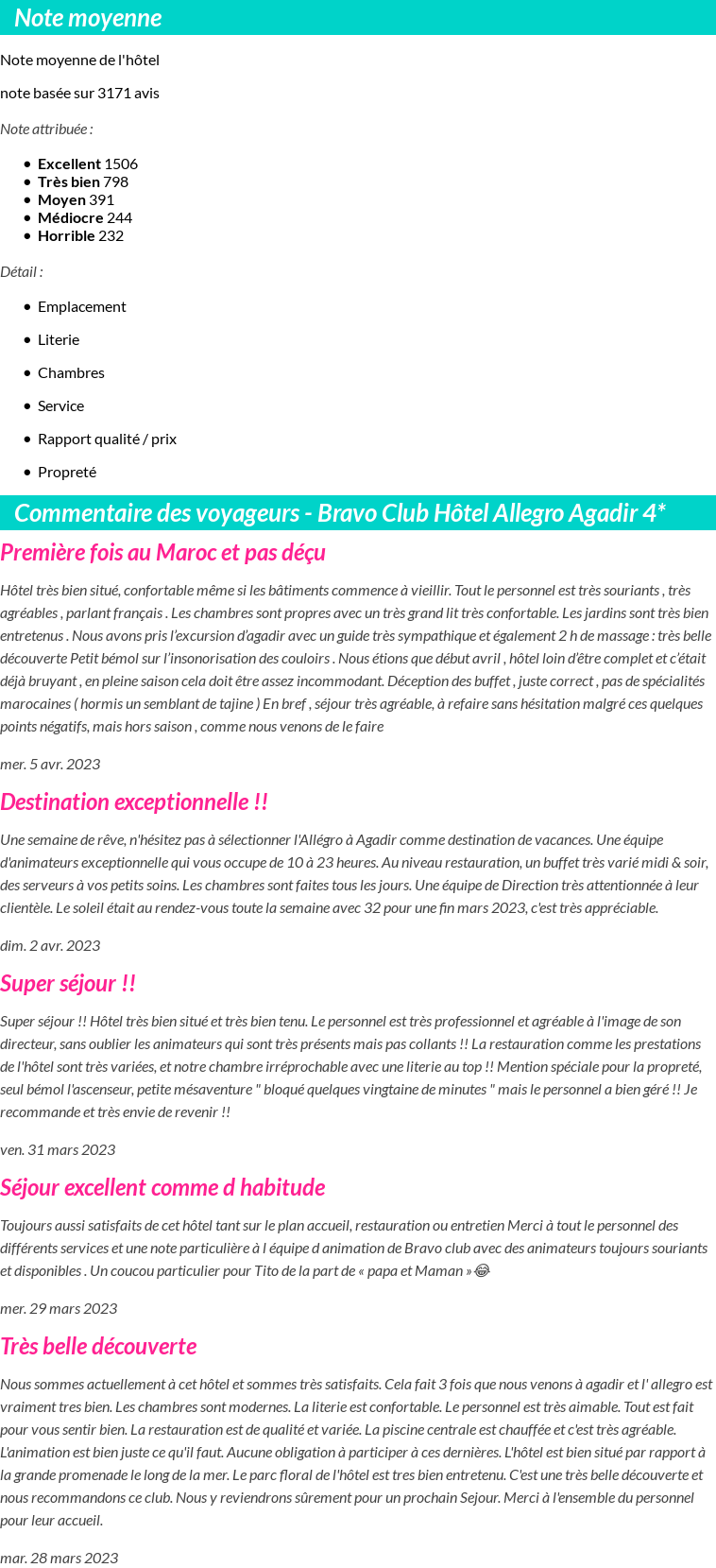Avis clients