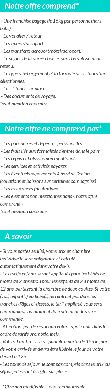 Conditions tarifaires